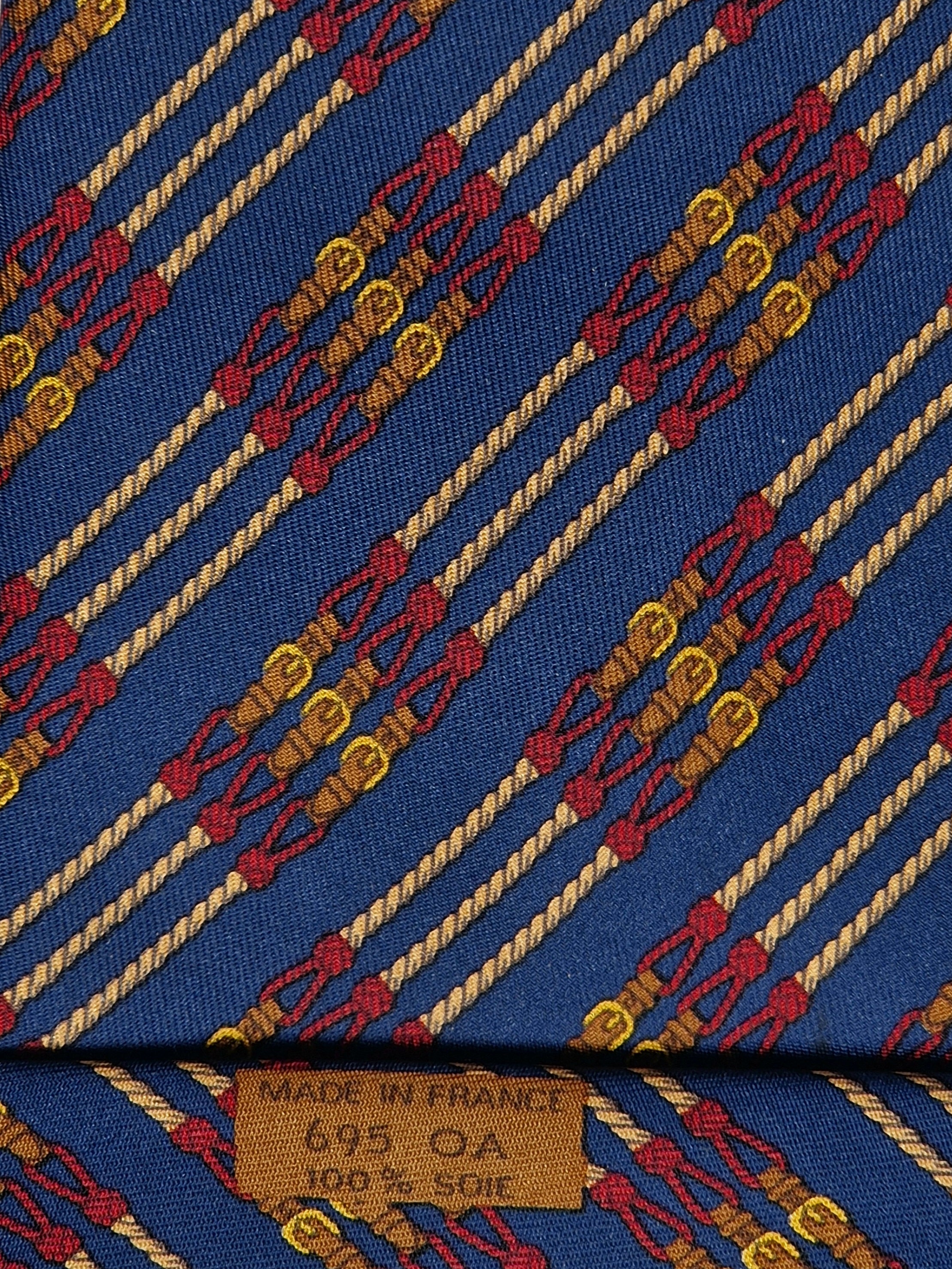 Hermés silk tie blue rope and buckles pattern 695 OA