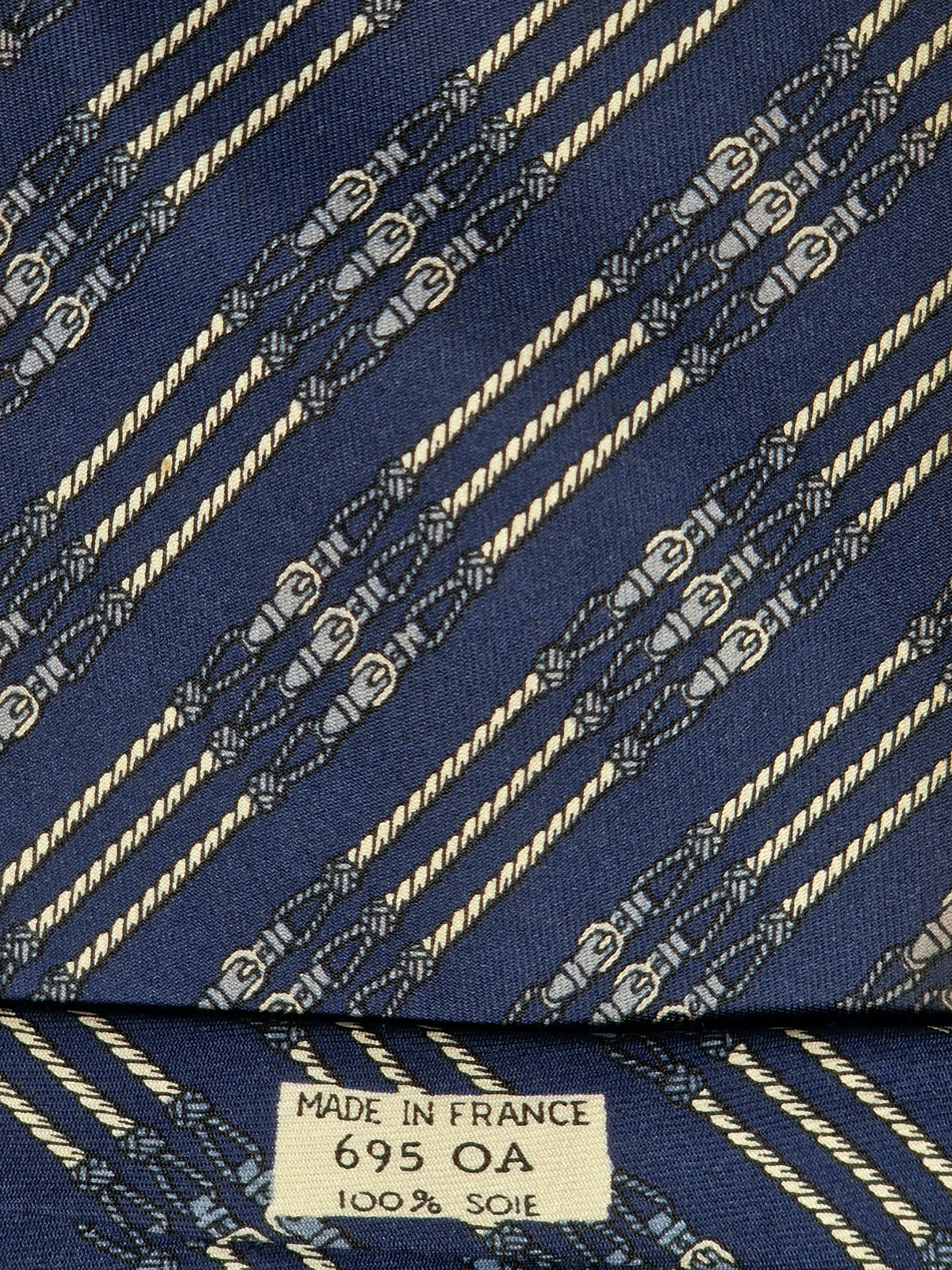 000695 Hermès tie blue rope and buckles pattern 695 OA