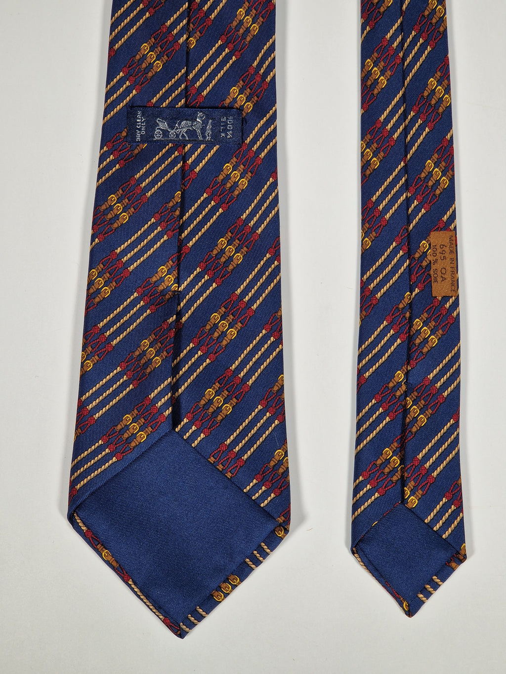 Hermés silk tie blue rope and buckles pattern 695 OA