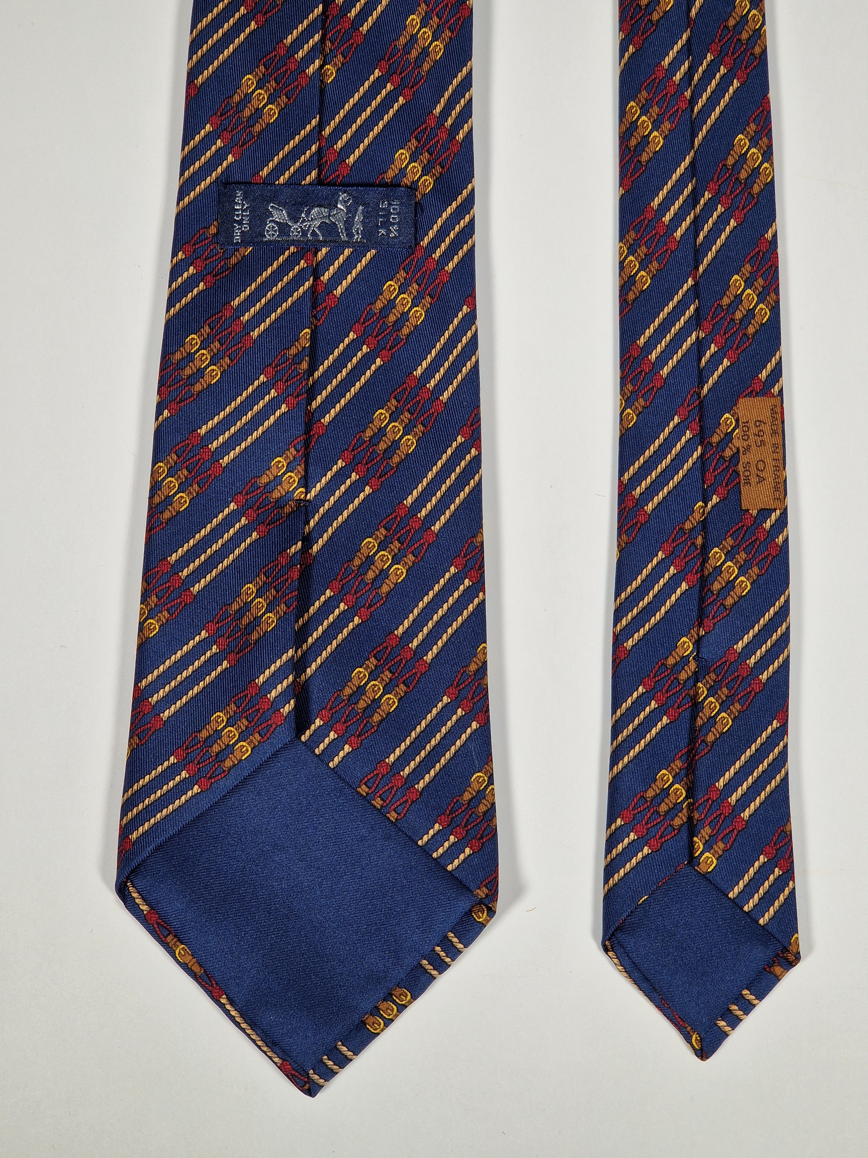 Hermés silk tie blue rope and buckles pattern 695 OA