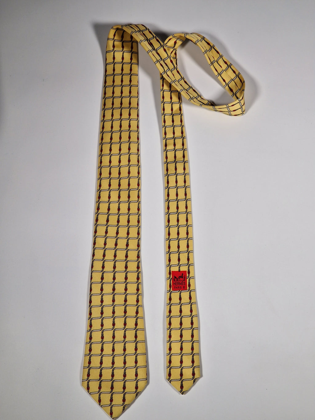 007009 Hermès tie yellow belt pattern 7009 TA