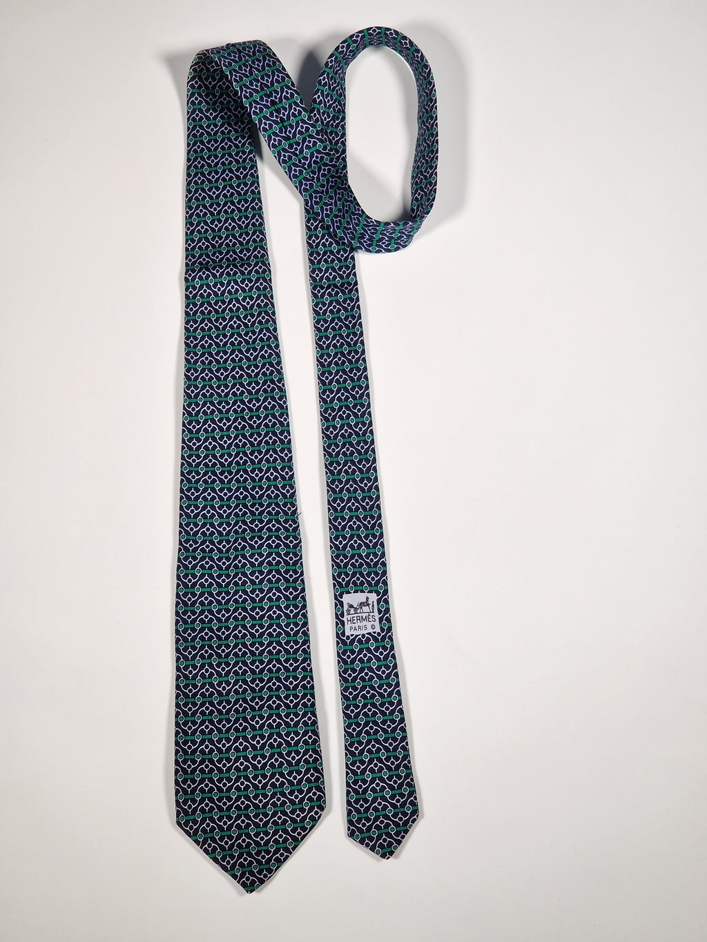 007025 Hermès tie blue equestrian pattern 7025 TA