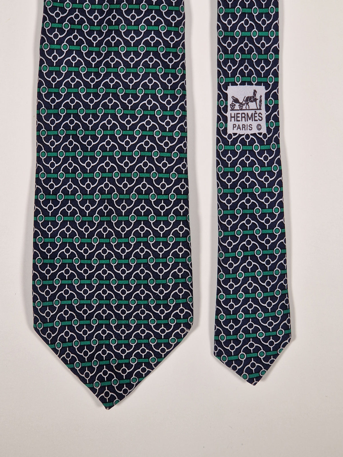 007025 Hermès tie blue equestrian pattern 7025 TA