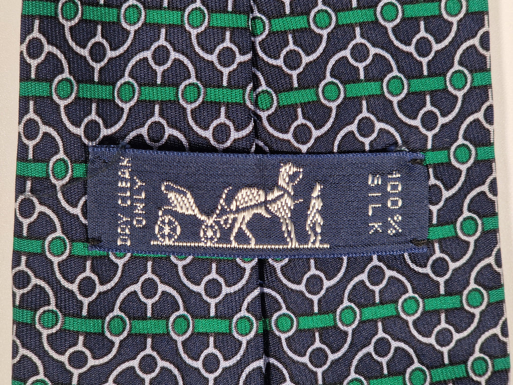 007025 Hermès tie blue equestrian pattern 7025 TA
