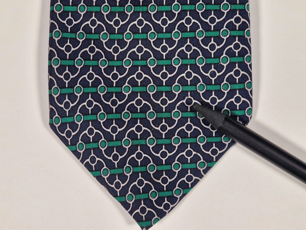 007025 Hermès tie blue equestrian pattern 7025 TA