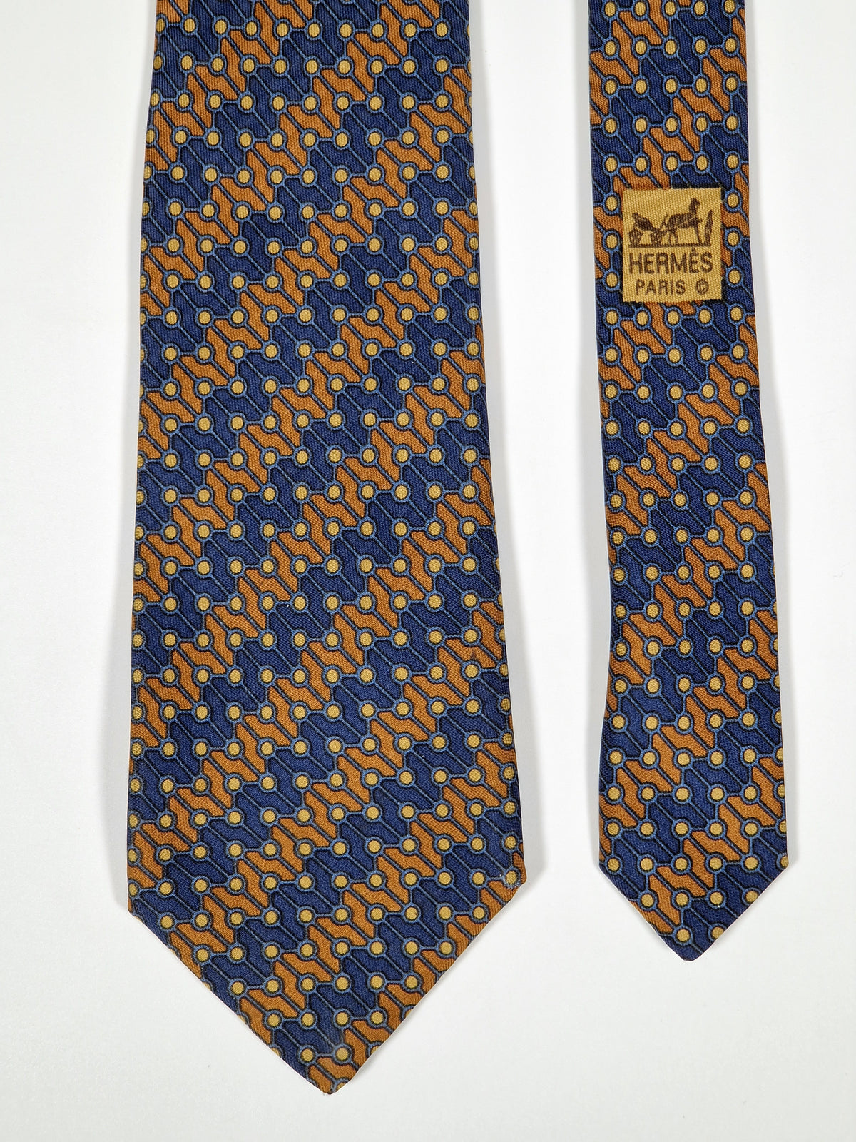 007028 Hermès tie blue geometric pattern Hermès 7028 TA tie blue