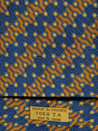 007028 Hermès tie blue geometric pattern Hermès 7028 TA tie blue