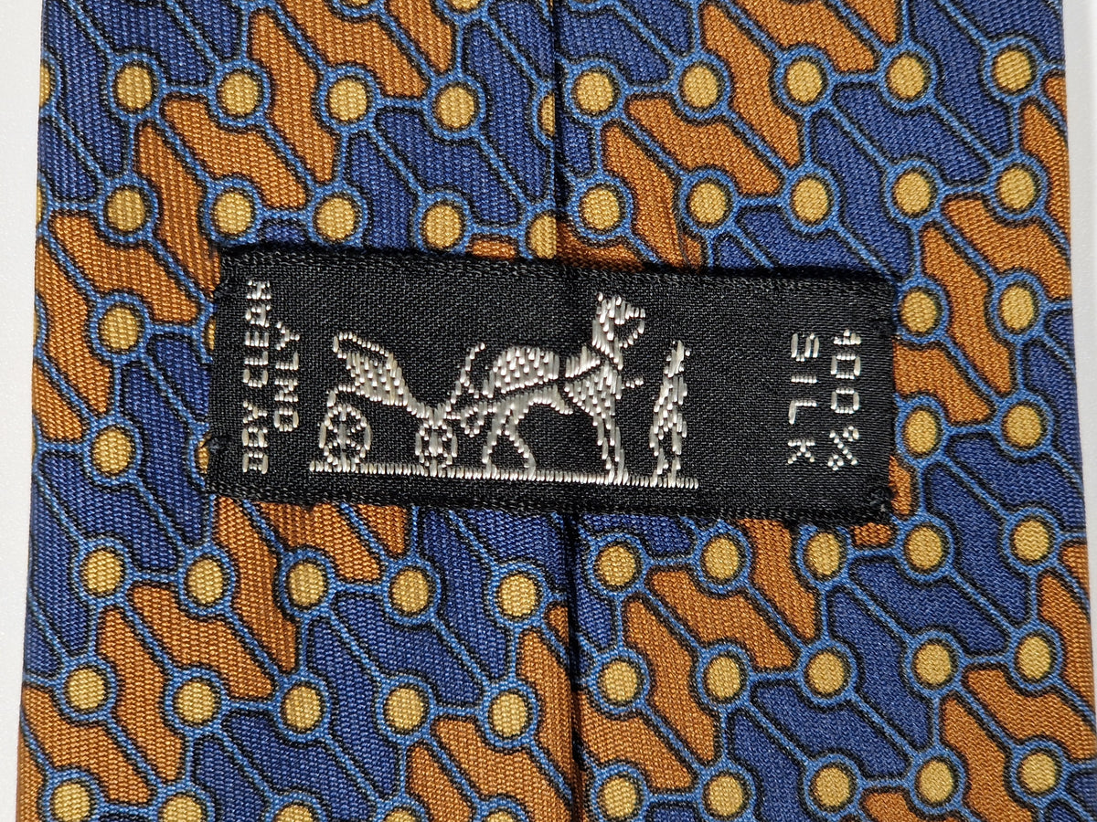 007028 Hermès tie blue geometric pattern Hermès 7028 TA tie blue