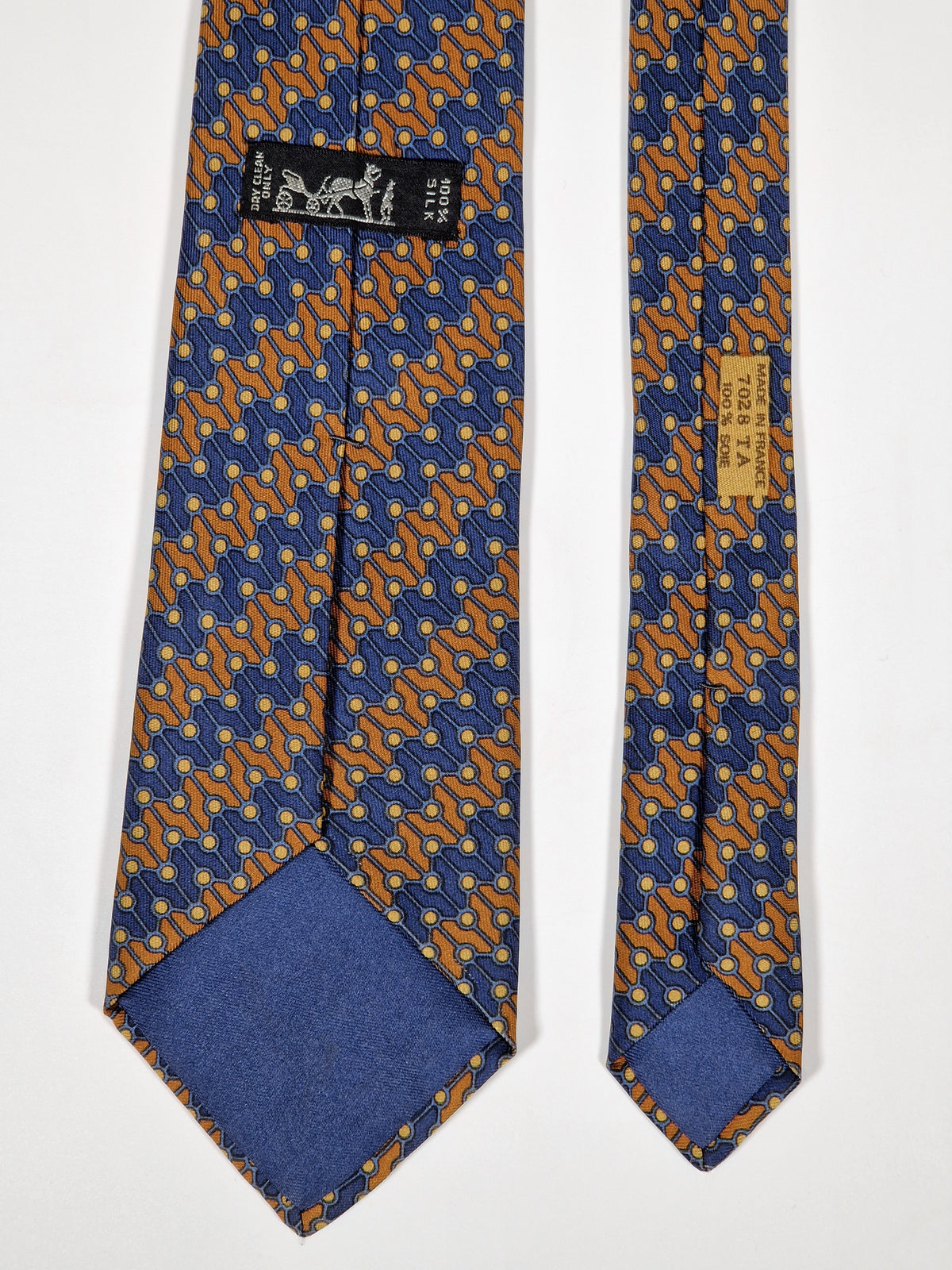 007028 Hermès tie blue geometric pattern Hermès 7028 TA tie blue