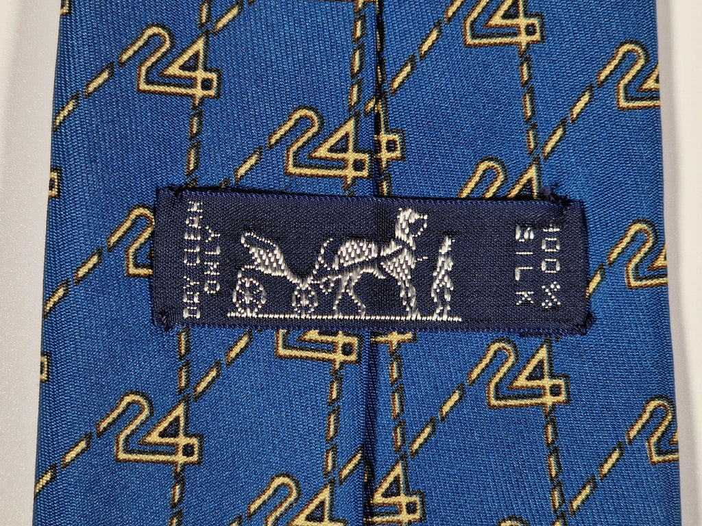 007036 Hermès tie blue "Le Mans" 7036 TA