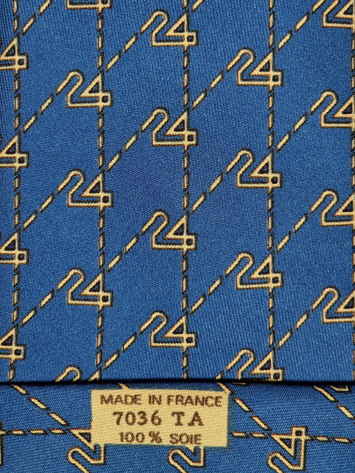 007036 Hermès tie blue "Le Mans" 7036 TA