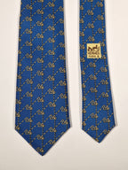 007036 Hermès tie blue "Le Mans" 7036 TA