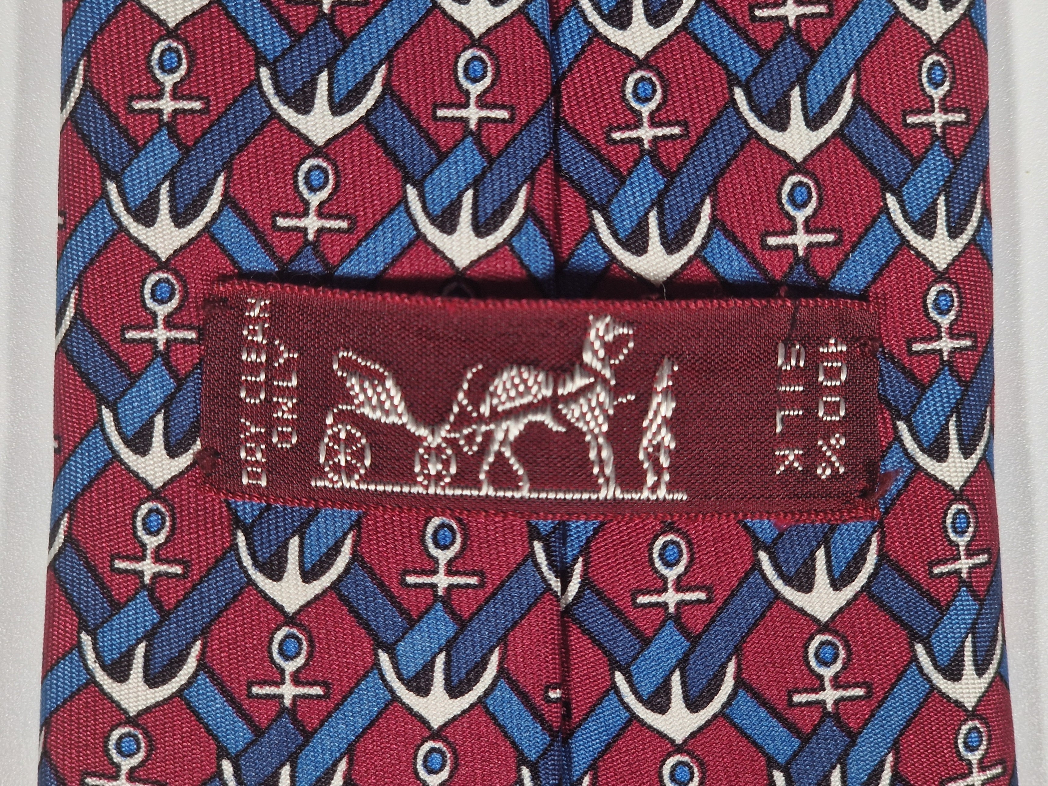 007038 Hermès silk tie red anchor pattern 7038 TA