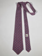 007038 Hermès silk tie red anchor pattern 7038 TA