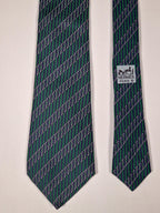 Hermès silk tie blue equestrian pattern 7040 TA