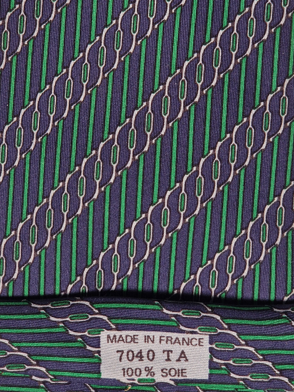 Hermès silk tie blue equestrian pattern 7040 TA