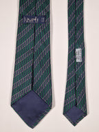 Hermès silk tie blue equestrian pattern 7040 TA
