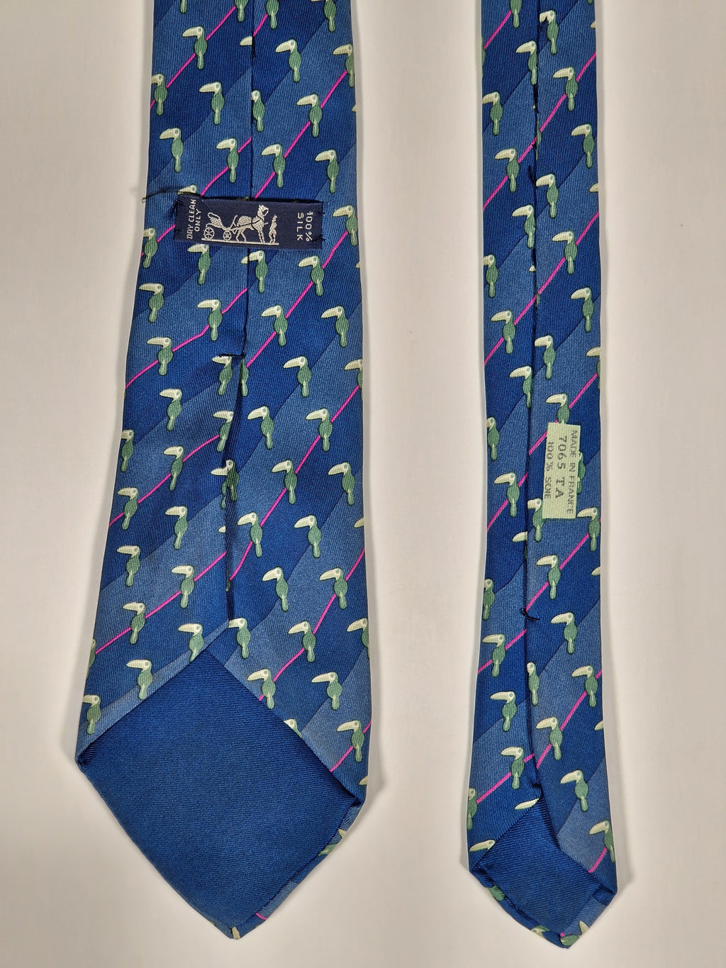 007065 Hermès tie blue bird pattern 7065 TA