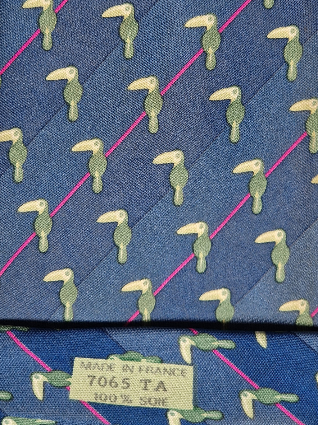 007065 Hermès tie blue bird pattern 7065 TA