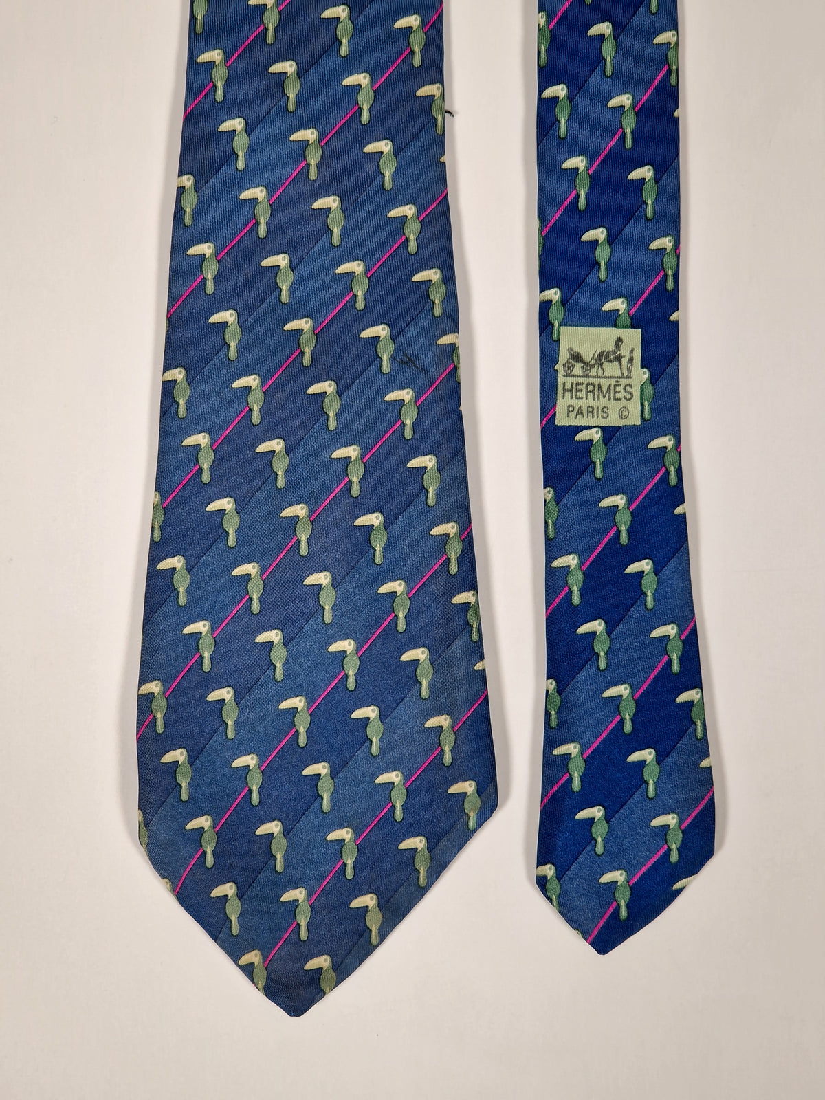 007065 Hermès tie blue bird pattern 7065 TA