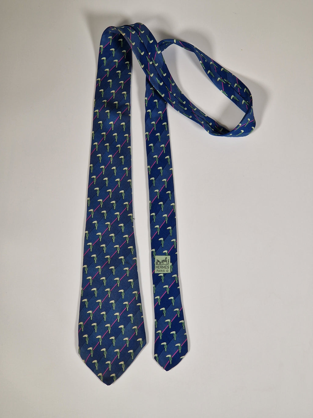 007065 Hermès tie blue bird pattern 7065 TA