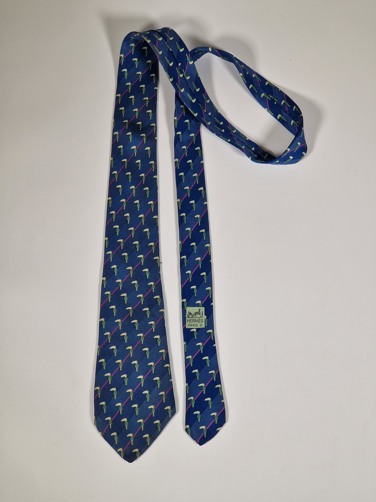 007065 Hermès tie blue bird pattern 7065 TA