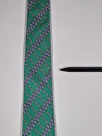 007077 Hermès silk tie green equestrian pattern 7077 OA