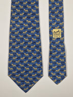 007110 Hermès silk tie blu zebra pattern 7110 OA