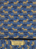 007110 Hermès silk tie blu zebra pattern 7110 OA