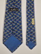 007110 Hermès silk tie blu zebra pattern 7110 OA
