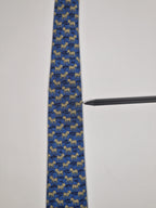 007110 Hermès silk tie blu zebra pattern 7110 OA