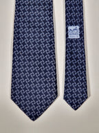 007116 Hermès tie blue equestrian pattern 7116 FA
