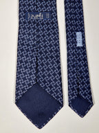 007116 Hermès tie blue equestrian pattern 7116 FA