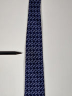 007116 Hermès tie blue equestrian pattern 7116 FA