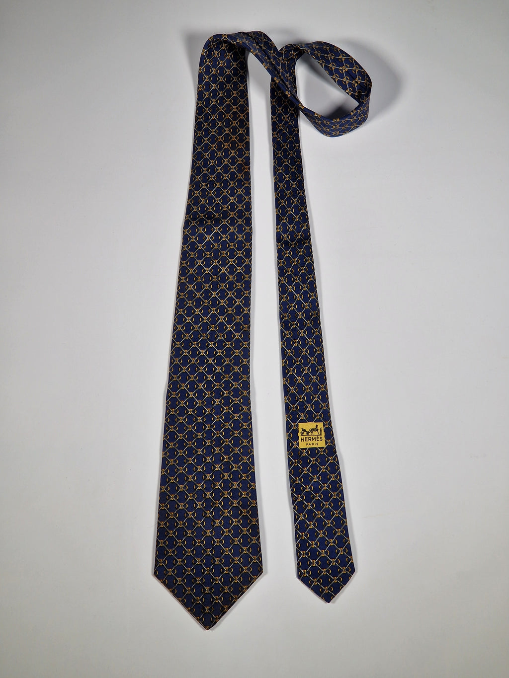 Vintage Hermès silk tie blue scarf ring ropes 714 FA
