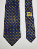 Vintage Hermès silk tie blue scarf ring ropes 714 FA