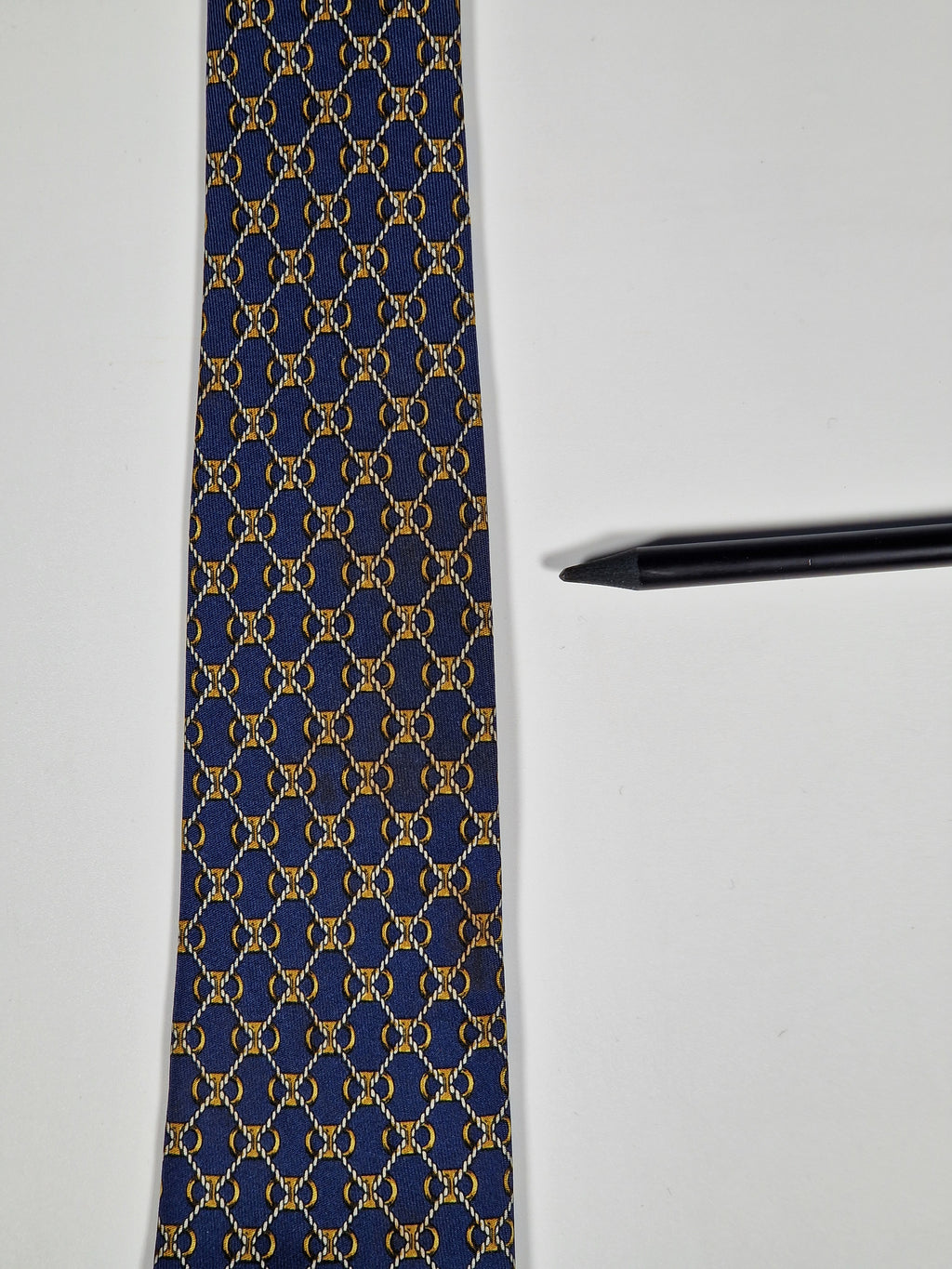 Vintage Hermès silk tie blue scarf ring ropes 714 FA