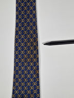 Vintage Hermès silk tie blue scarf ring ropes 714 FA