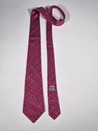 Hermès silk tie pink equeatrian pattern 7152 FA