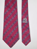 Hermès silk tie pink equeatrian pattern 7152 FA