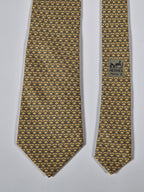 Hermès silk tie yellow equestrian 7158 FA tie
