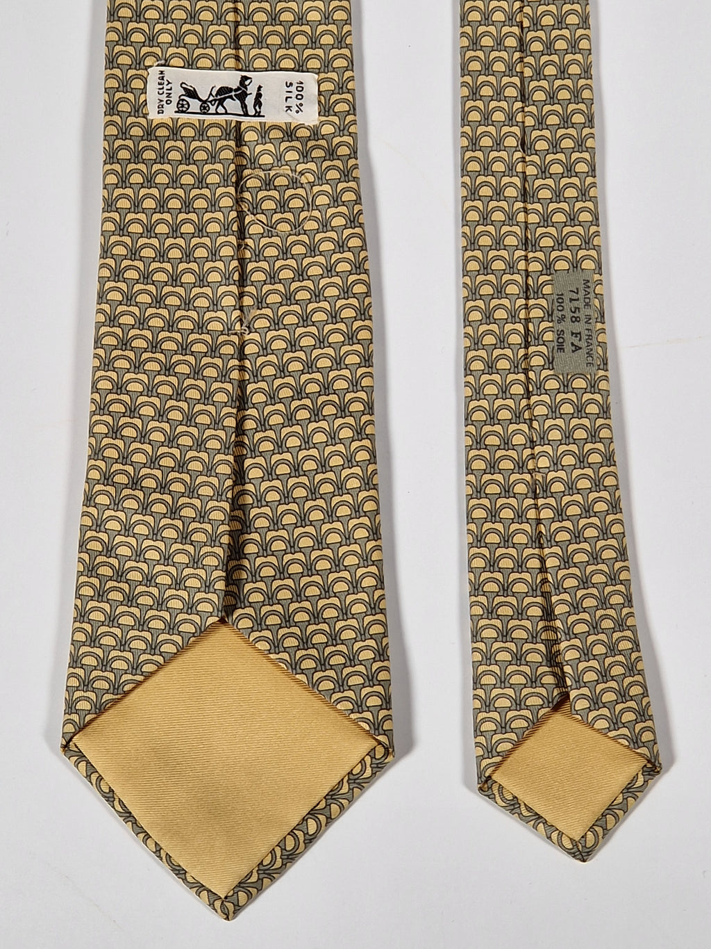 Hermès silk tie yellow equestrian 7158 FA tie