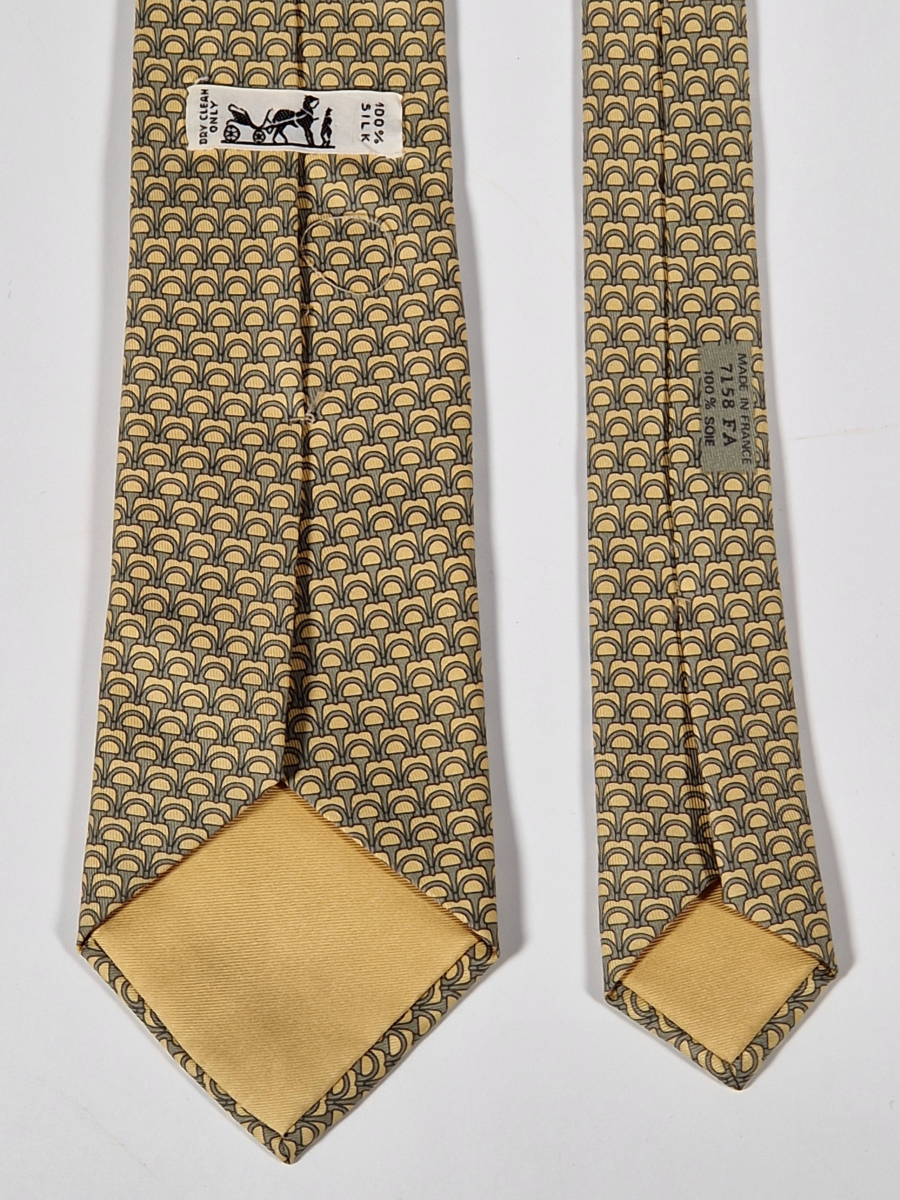 Hermès silk tie yellow equestrian 7158 FA tie