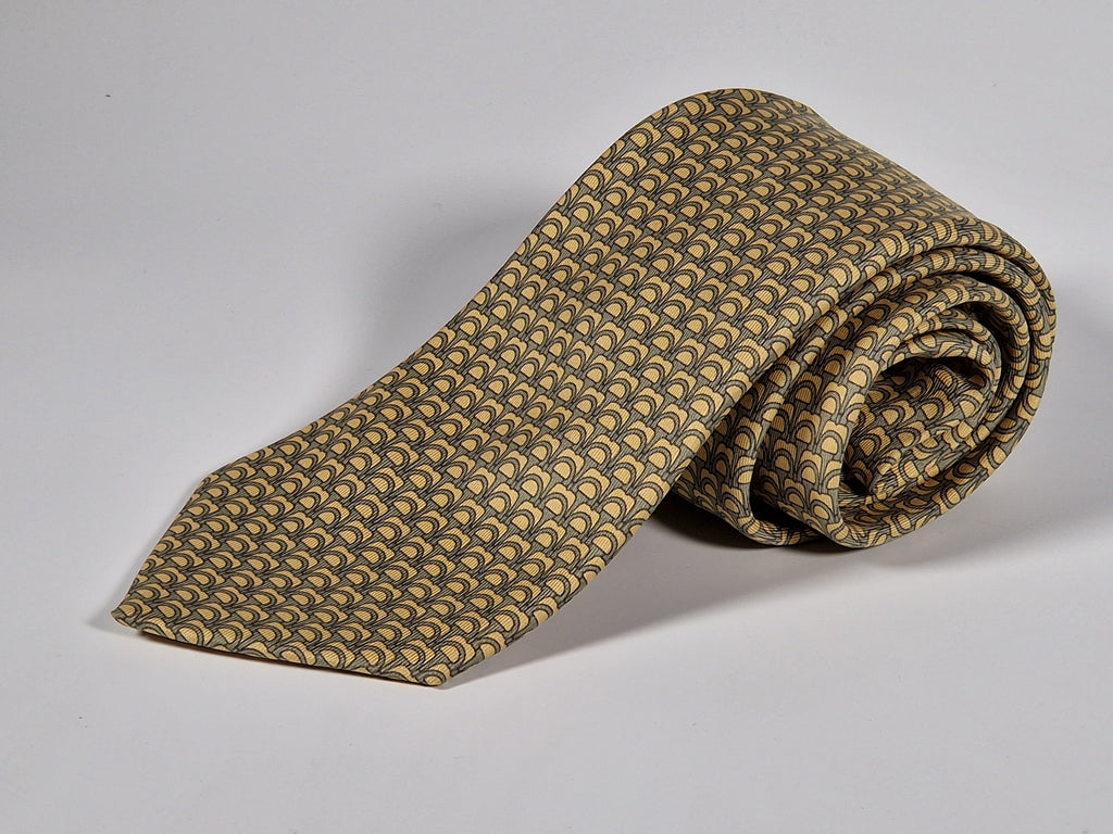 Hermès silk tie yellow equestrian 7158 FA tie