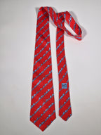 007163 Hermès tie red Paris skyline 7163 FA
