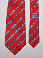 007163 Hermès tie red Paris skyline 7163 FA