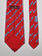 007163 Hermès tie red Paris skyline 7163 FA