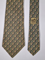 Hermès silk tie green owl pattern 7167 FA