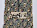 Hermès silk tie green owl pattern 7167 FA