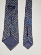 007168 Hermès tie blue equestrian pattern 7168 FA